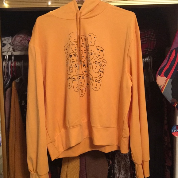 SHEIN Sweaters - Yellow Jersey Face Sweater